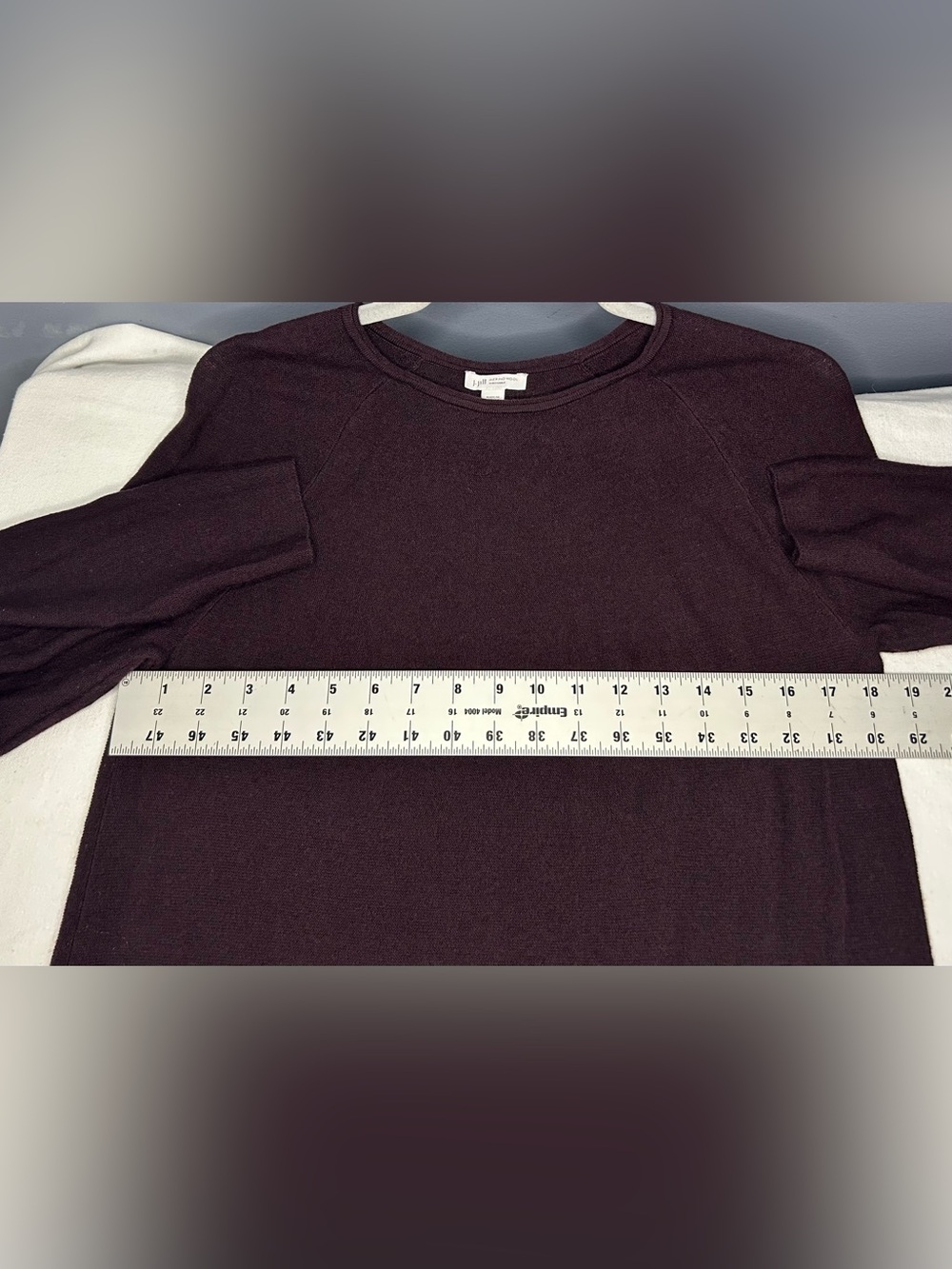 J. Jill Sweater Tunic Womens M Burgundy Soft Lightweight Merino Wool Crew Neck - Picture 4 of 9